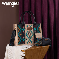 Wrangler Aztec Embroidered Whipstitch Tote Bag Set