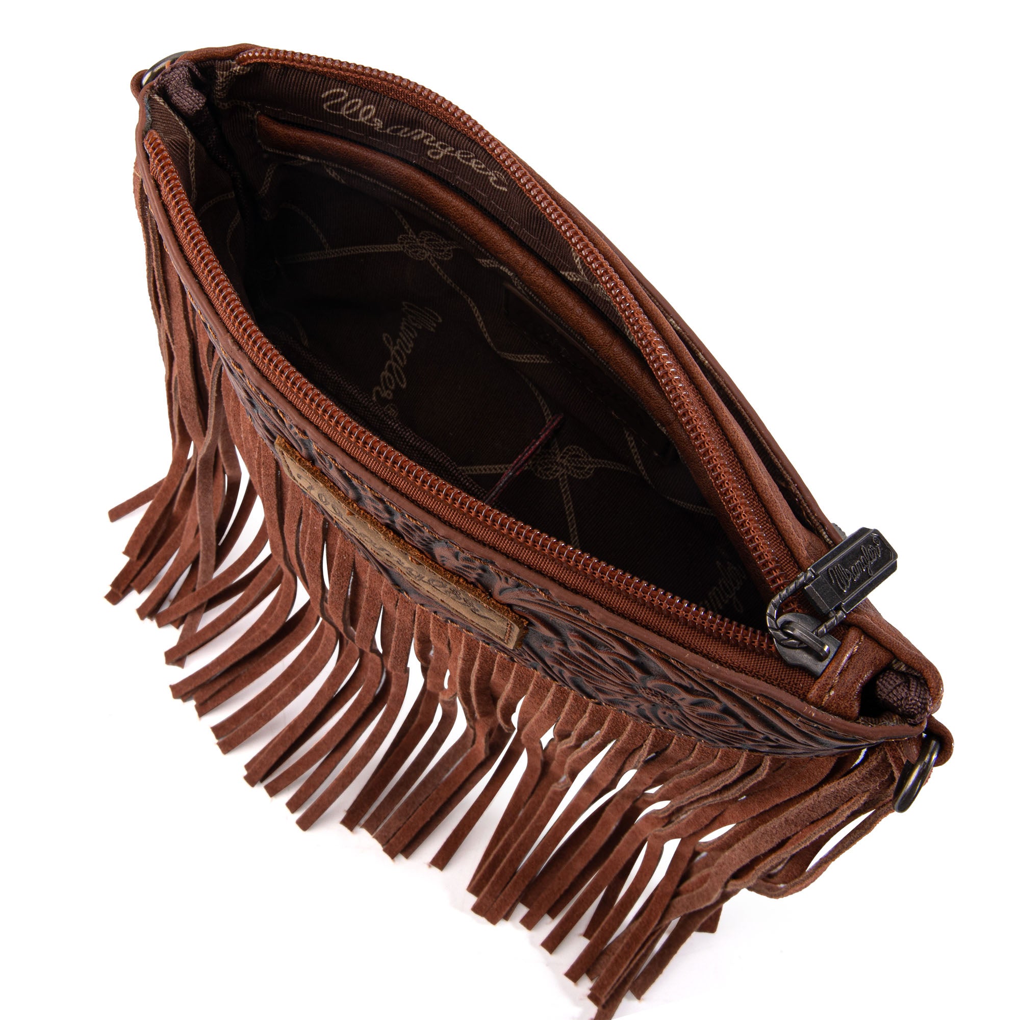 Wrangler Vintage Floral Tooled Collection Fringe Crossbody - Cowgirl Wear