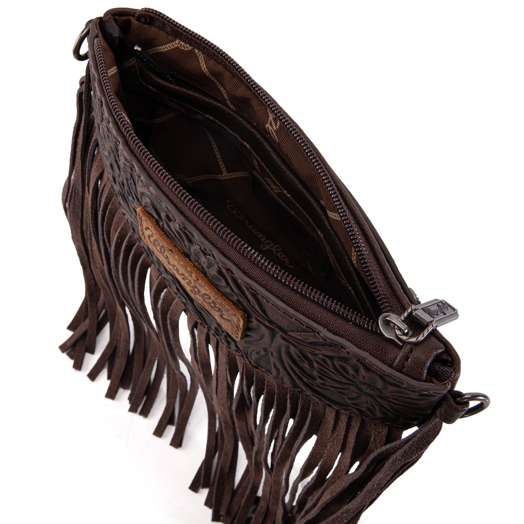 Wrangler Vintage Floral Tooled Collection Fringe Crossbody - Cowgirl Wear