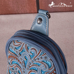 Montana West Embroidered Feather Cut-Out Floral Sling Bag