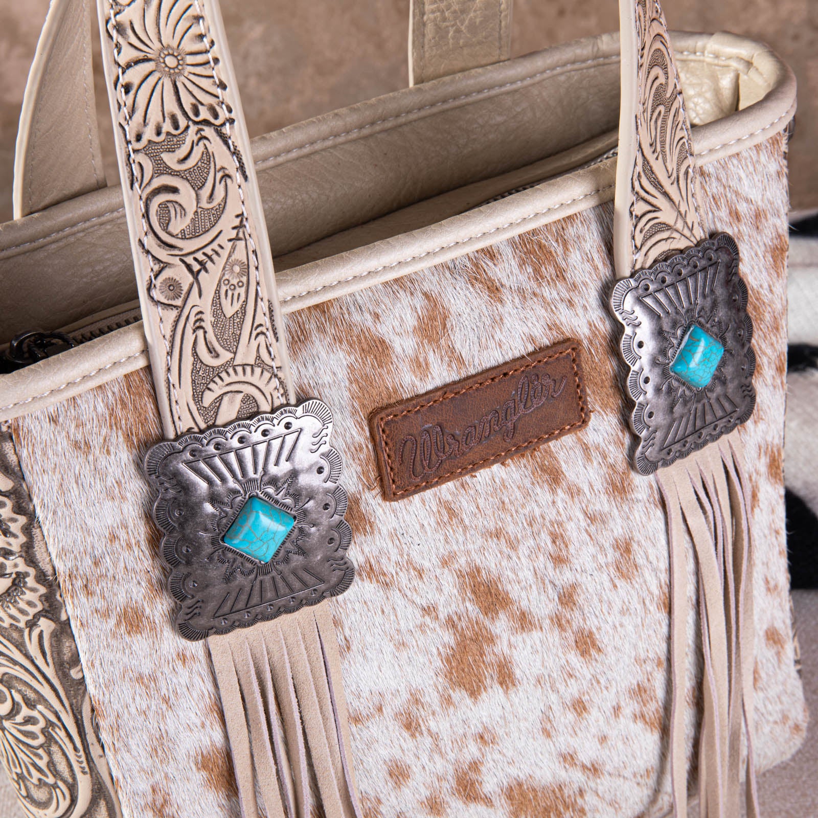 2024 New Wrangler Hair-On Cowhide Tote/Crossbody Bag Collection - Cowgirl Wear