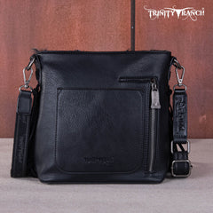 TR159G-9360 Trinity Ranch Hair-On Cowhide/Tooled Fringe Concealed Carry Crossbody Bag
