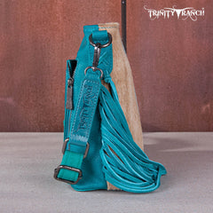 TR159G-9360 Trinity Ranch Hair-On Cowhide/Tooled Fringe Concealed Carry Crossbody Bag