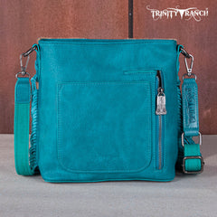 TR159G-9360 Trinity Ranch Hair-On Cowhide/Tooled Fringe Concealed Carry Crossbody Bag