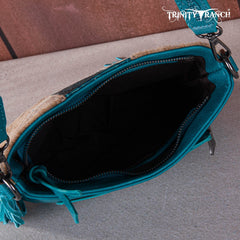 TR159G-9360 Trinity Ranch Hair-On Cowhide/Tooled Fringe Concealed Carry Crossbody Bag