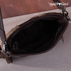 TR159G-9360 Trinity Ranch Hair-On Cowhide/Tooled Fringe Concealed Carry Crossbody Bag