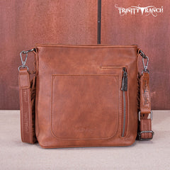 TR159G-9360 Trinity Ranch Hair-On Cowhide/Tooled Fringe Concealed Carry Crossbody Bag