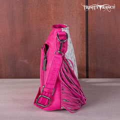 TR159G-9360 Trinity Ranch Hair-On Cowhide/Tooled Fringe Concealed Carry Crossbody Bag