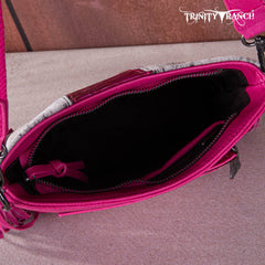 TR159G-9360 Trinity Ranch Hair-On Cowhide/Tooled Fringe Concealed Carry Crossbody Bag