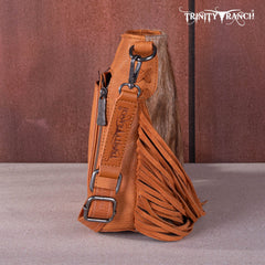 TR159G-9360 Trinity Ranch Hair-On Cowhide/Tooled Fringe Concealed Carry Crossbody Bag