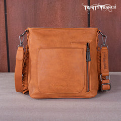 TR159G-9360 Trinity Ranch Hair-On Cowhide/Tooled Fringe Concealed Carry Crossbody Bag