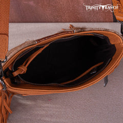 TR159G-9360 Trinity Ranch Hair-On Cowhide/Tooled Fringe Concealed Carry Crossbody Bag