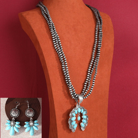 Rustic Couture Bohemian Jewelry Sets Pendant Necklace Earrings