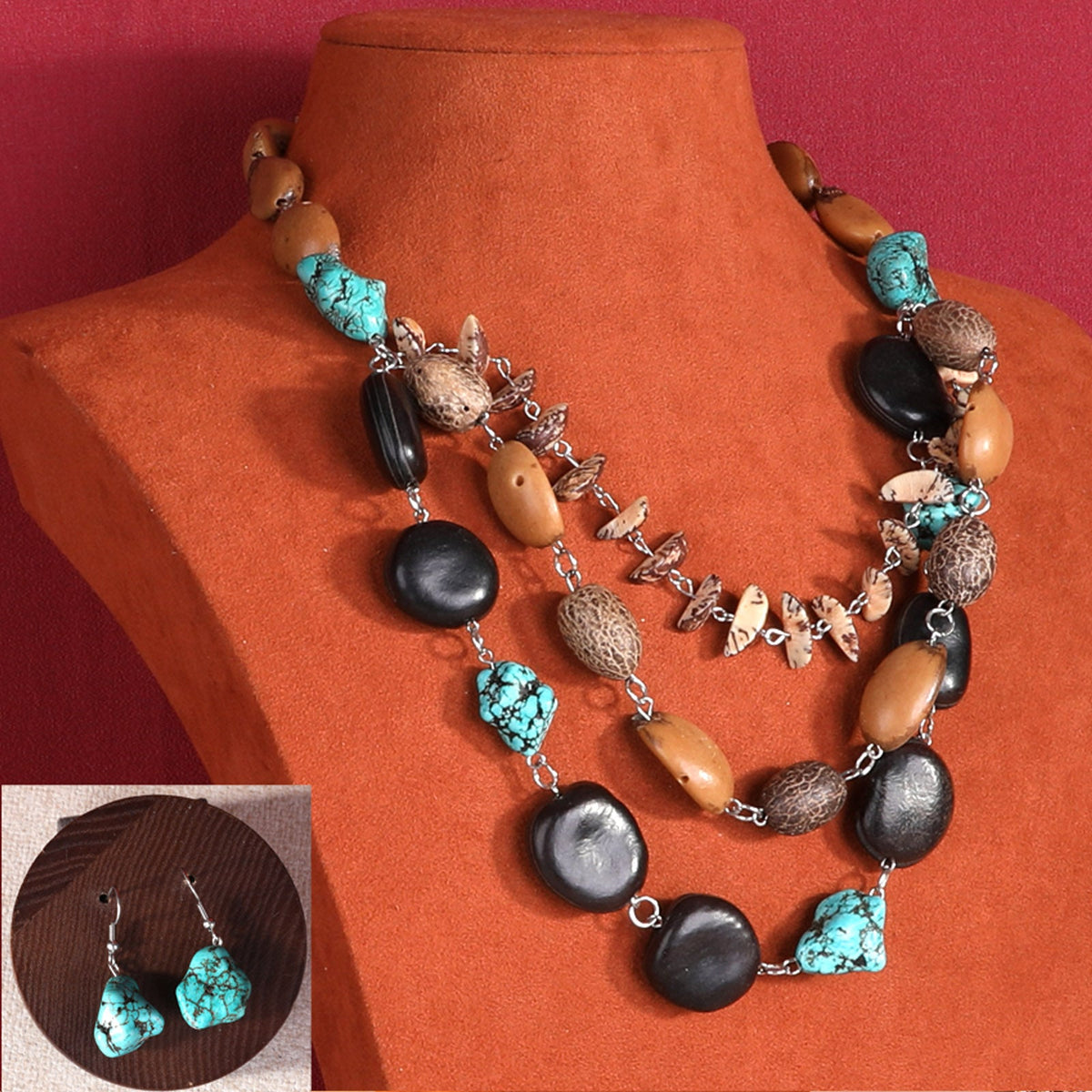 Wrangler  Jewelry Sets Bohemian Pendant Necklace Earrings