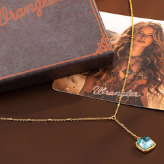 Wrangler Gold Plated Minimalist Pendant Necklace and Earrings Set