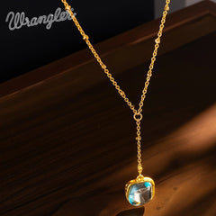 Wrangler Gold Plated Minimalist Pendant Necklace and Earrings Set