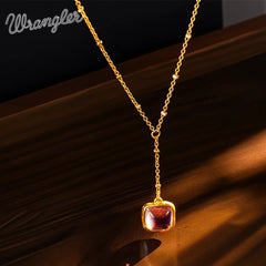 Wrangler Gold Plated Minimalist Pendant Necklace and Earrings Set