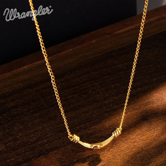 Wrangler Gold Curve Pendant Necklace