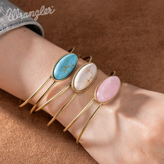 Wrangler Gold Western Natural Stone Cuff Bangle