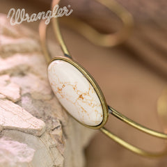 Wrangler Gold Western Natural Stone Cuff Bangle