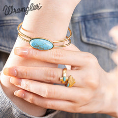 Wrangler Gold Western Natural Stone Cuff Bangle