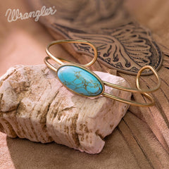 Wrangler Gold Western Natural Stone Cuff Bangle