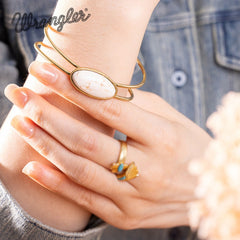 Wrangler Gold Western Natural Stone Cuff Bangle