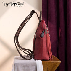 Trinity Ranch Aztec Tooled Fringe Concealed Carry Backpack