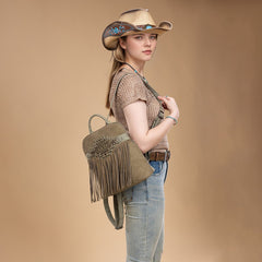 Trinity Ranch Aztec Tooled Fringe Concealed Carry Backpack