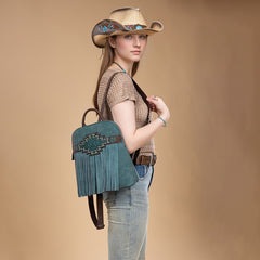 Trinity Ranch Aztec Tooled Fringe Concealed Carry Backpack