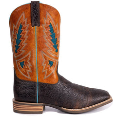 Men's Cracked Leather Embroidered Square Toe Western Boots