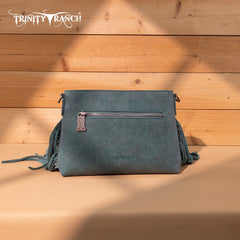 Trinity Ranch Floral Tooled Hair-On Cowhide Crossbody