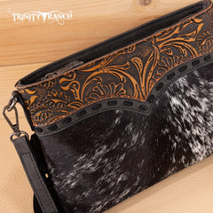 Trinity Ranch Floral Tooled Hair-On Cowhide Crossbody