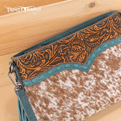 Trinity Ranch Floral Tooled Hair-On Cowhide Crossbody