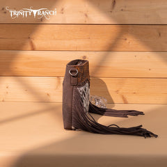 Trinity Ranch Floral Tooled Hair-On Cowhide Crossbody