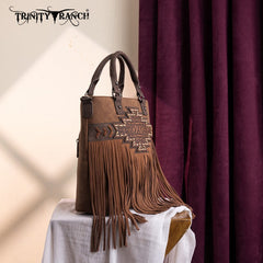 Trinity Ranch Aztec Tooled Fringe Concealed Carry Tote