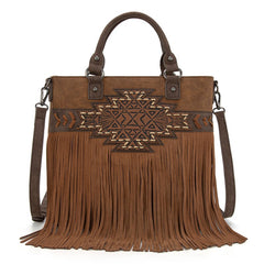 Trinity Ranch Aztec Tooled Fringe Concealed Carry Tote