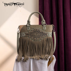 Trinity Ranch Aztec Tooled Fringe Concealed Carry Tote