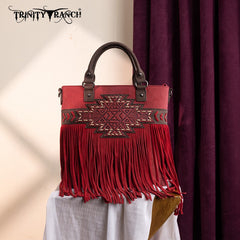 Trinity Ranch Aztec Tooled Fringe Concealed Carry Tote