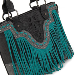 Trinity Ranch Floral Tooled Fringe Tote Bag