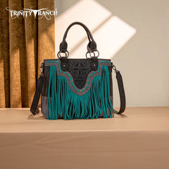 Trinity Ranch Floral Tooled Fringe Tote Bag