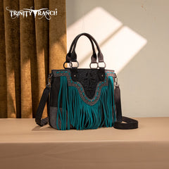 Trinity Ranch Floral Tooled Fringe Tote Bag