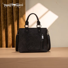 Trinity Ranch Floral Tooled Fringe Tote Bag