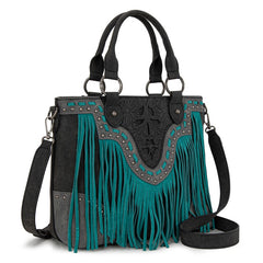Trinity Ranch Floral Tooled Fringe Tote Bag