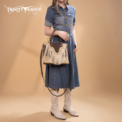 Trinity Ranch Floral Tooled Fringe Tote Bag