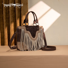 Trinity Ranch Floral Tooled Fringe Tote Bag