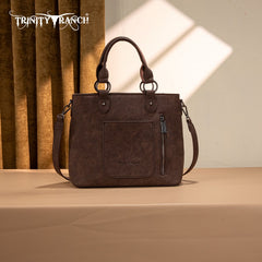 Trinity Ranch Floral Tooled Fringe Tote Bag