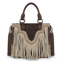 Trinity Ranch Floral Tooled Fringe Tote Bag