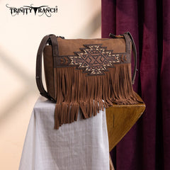 Trinity Ranch Aztec Tooled Fringe Crossbody