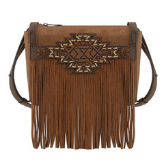 Trinity Ranch Aztec Tooled Fringe Crossbody